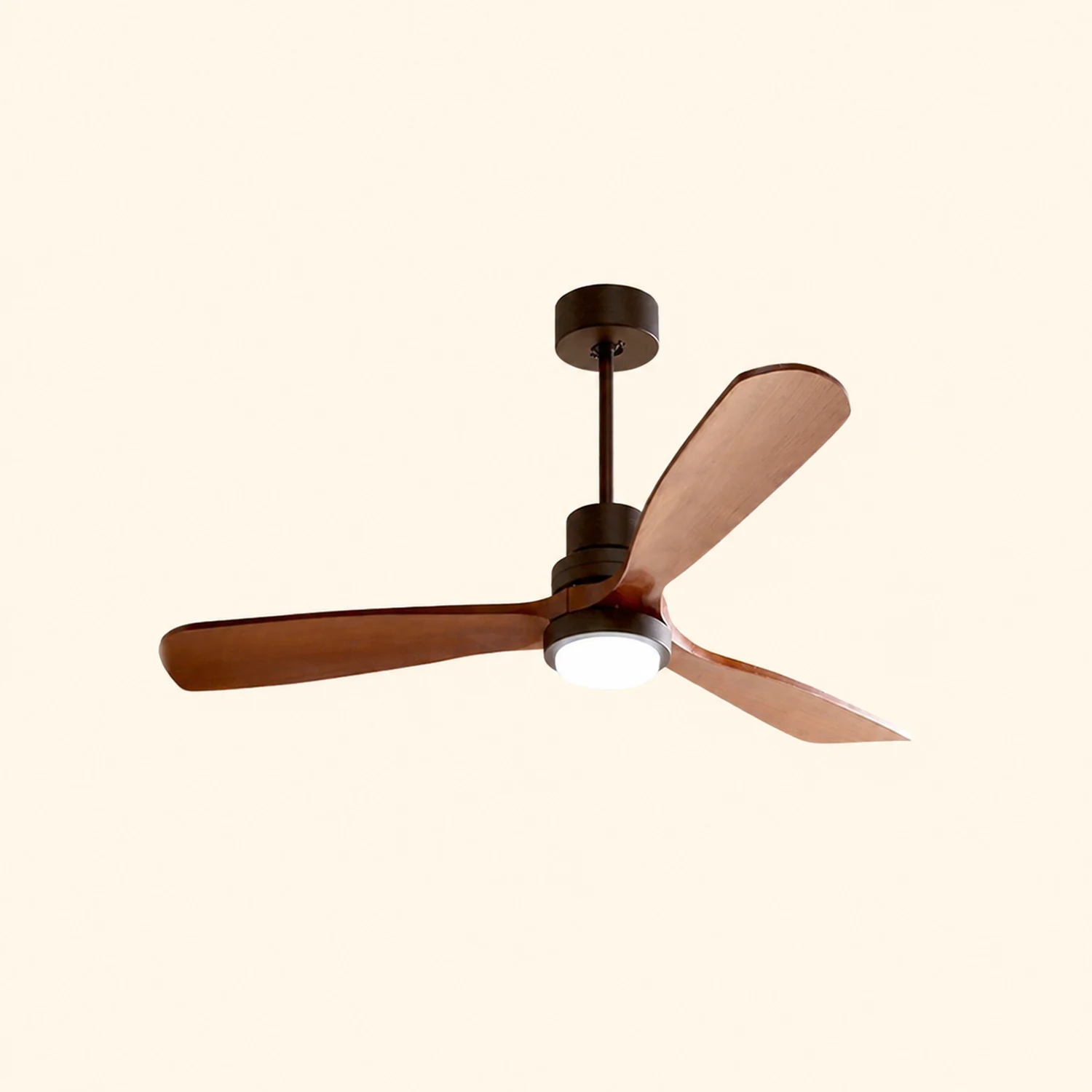 Haydn 3-Blade Modern DC Ceiling Fan Light, Black & Wood, 52'' - Lumpaz