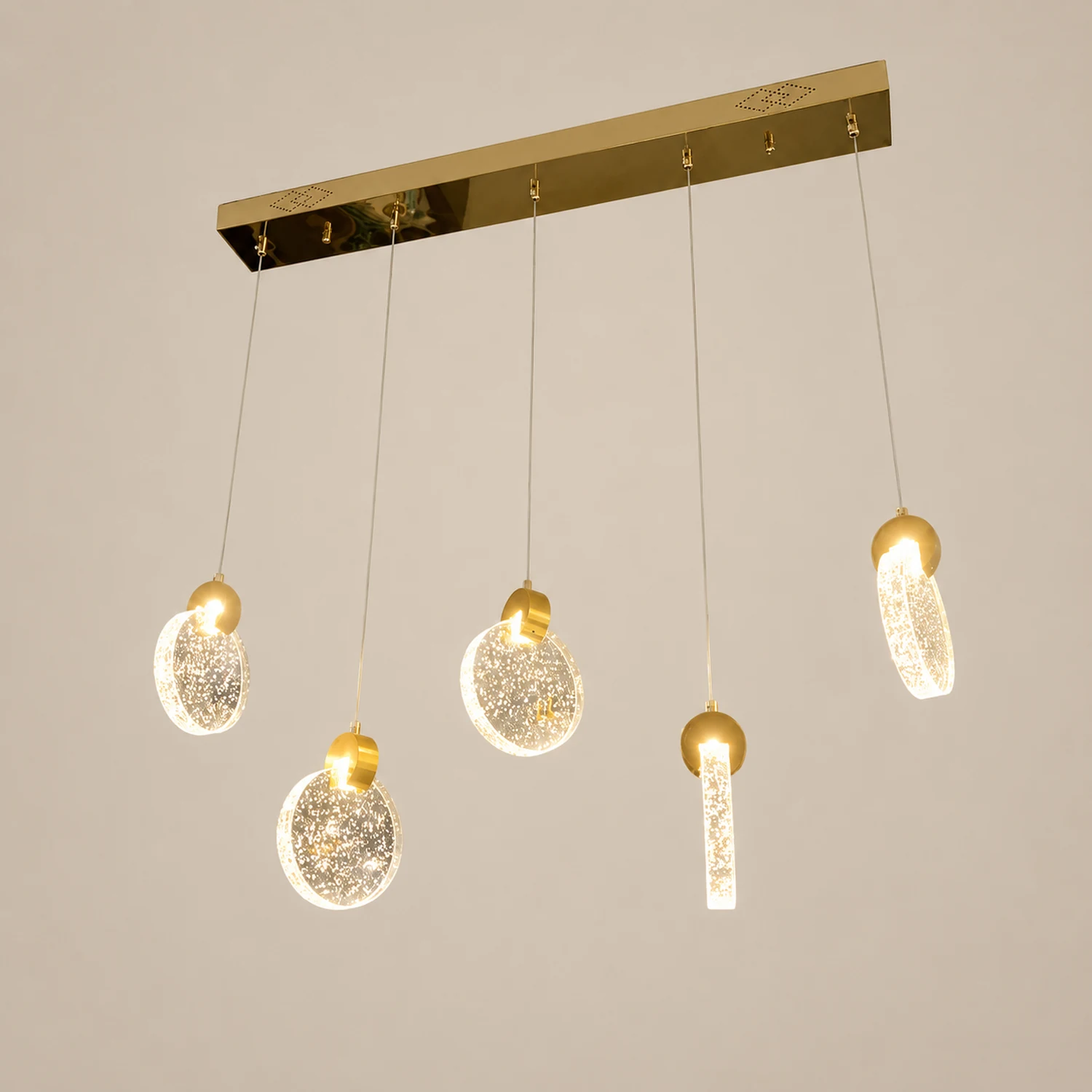 Kristy Minimalist Round  Metal/Crystal Chandelier, Gold - Lumpaz
