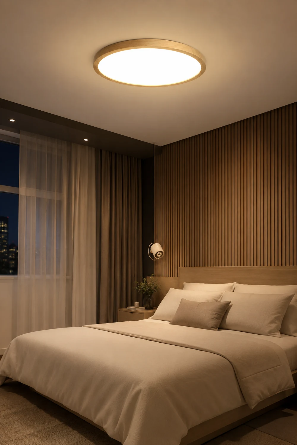 Ozawa Modern Wood Round Flush Mount Ceiling Lights Living Room - Lumpaz