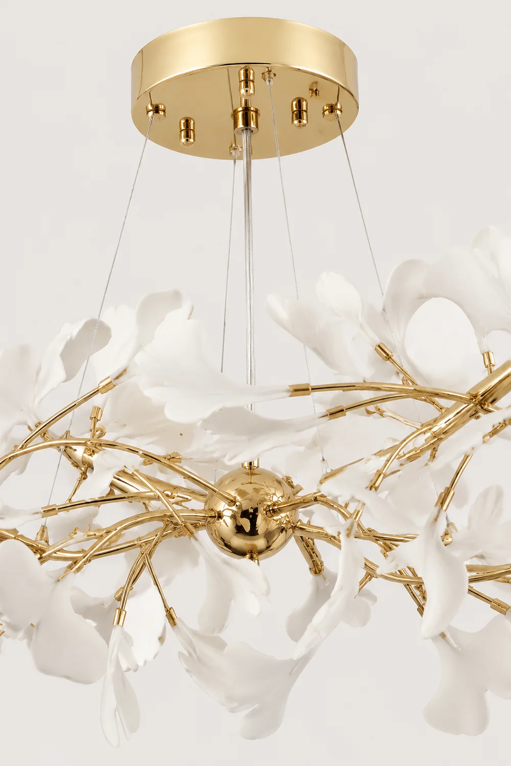 Ophelia Gildglow Luxury Ceramic Chandelier Large Foyer Gingko Leaf Living Room - Lumpaz