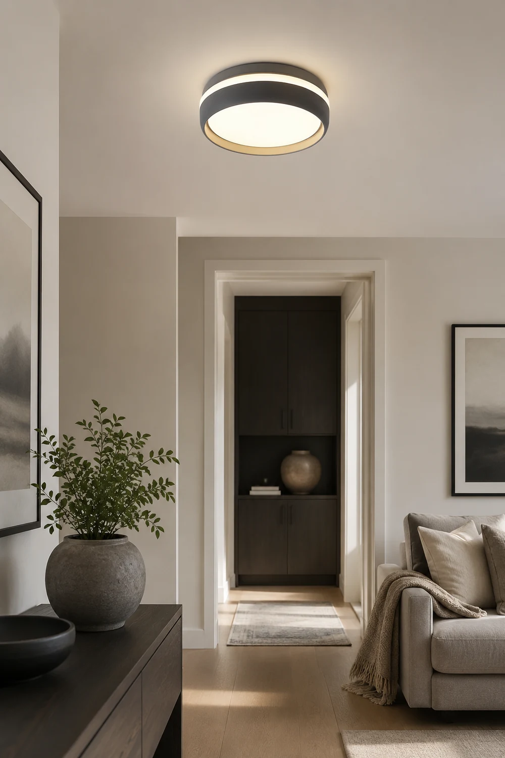 Quinn Flush Mount Ceiling Light Black/White - Lumpaz