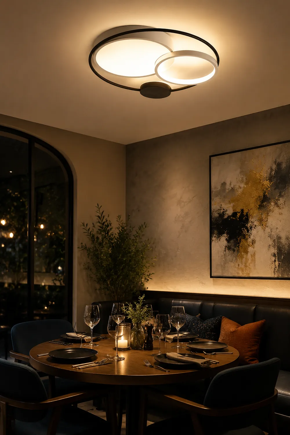 Lacey Modern Circular LED Flush Mount Ceiling Light, Black&White - Lumpaz