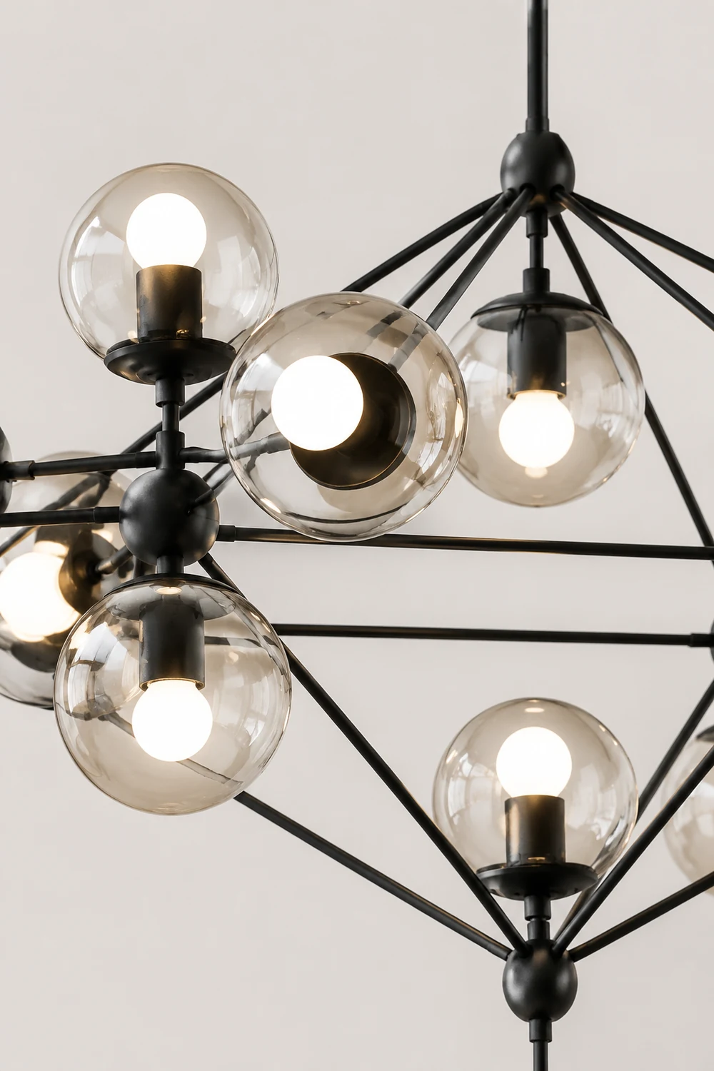 Valentina Pendant Light Bubble Modern, Glass/Metal, Black, Bedroom - Lumpaz