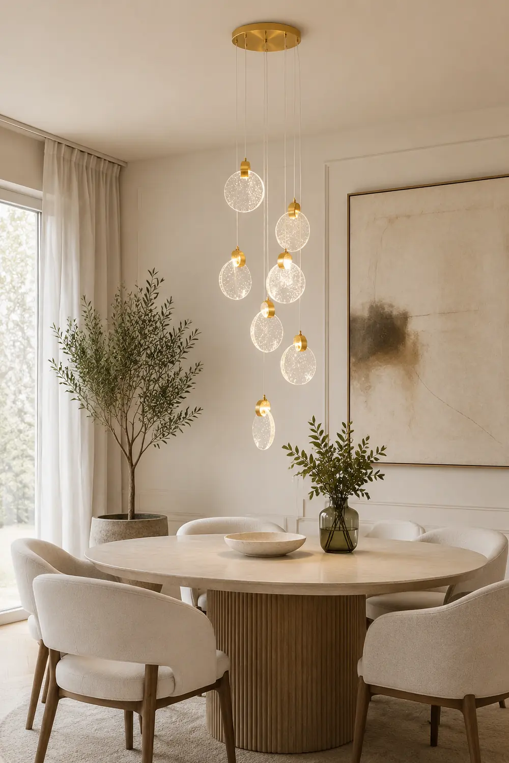 Kristy Minimalist Round  Metal/Crystal Chandelier, Gold - Lumpaz