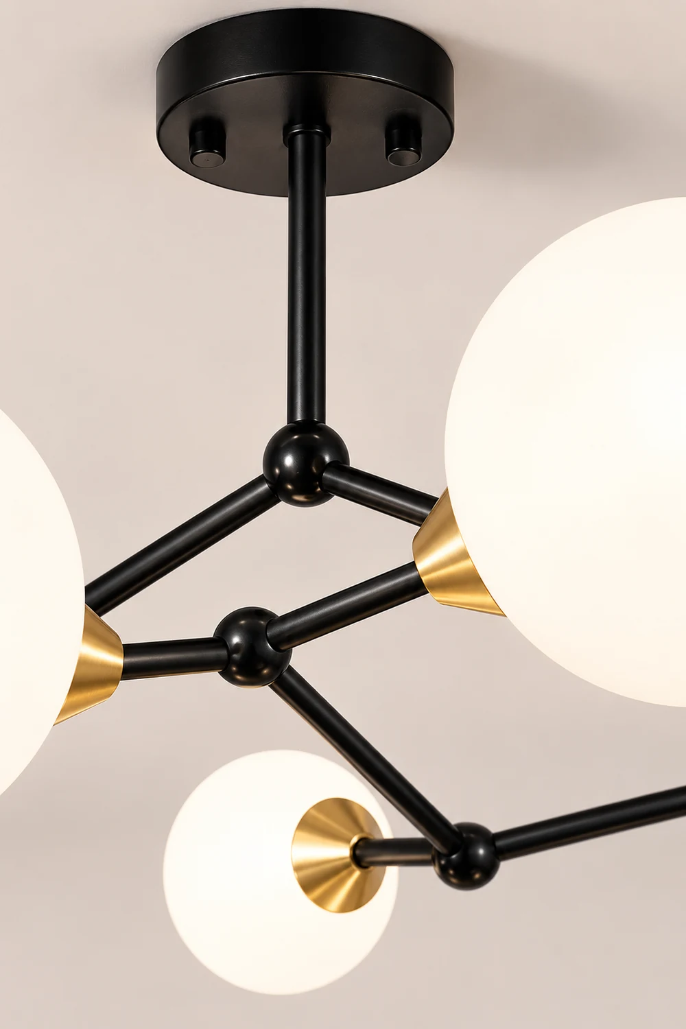 Valentina Modern Glass Bubble Chandelier Bedroom, Black/Gold - Lumpaz