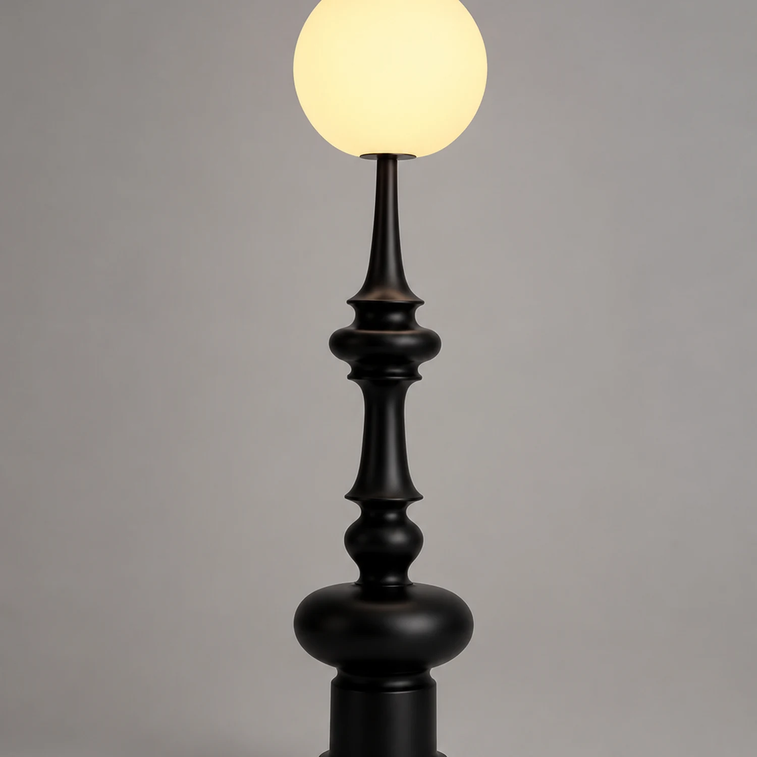 Salgado Retro Column Glass/Resin Floor Lamp, Black, Bedroom - Lumpaz