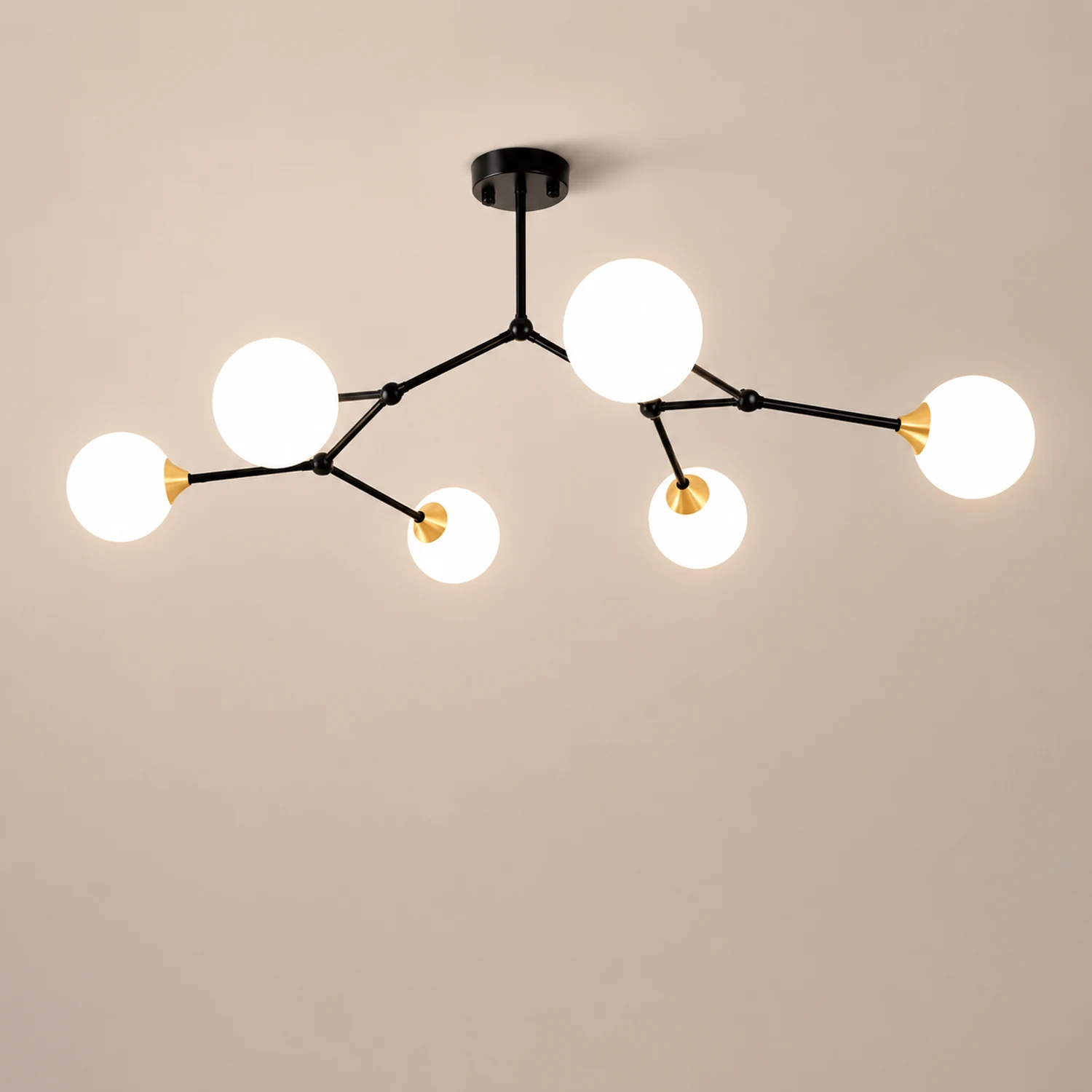 Valentina Modern Glass Bubble Chandelier Bedroom, Black/Gold - Lumpaz