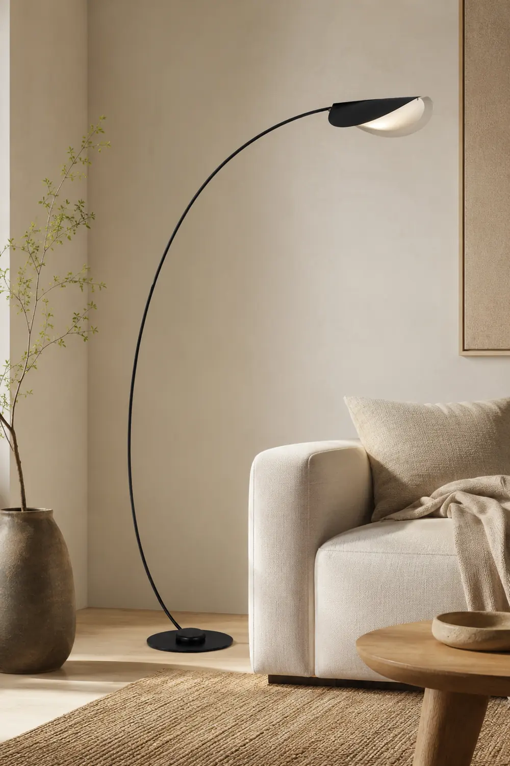Edge Modern Arch Metal Floor Lamp, Black Bedroom/Living Room - Lumpaz