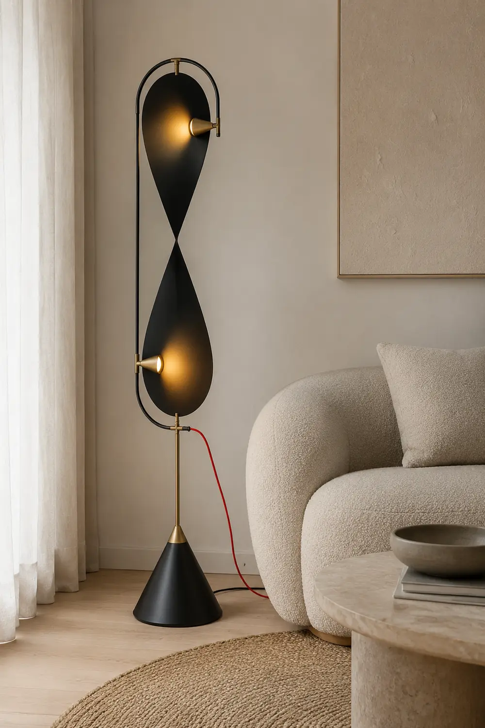 Salgado Modern Minimalist Geometric Metal Floor Lamp, Black - Lumpaz