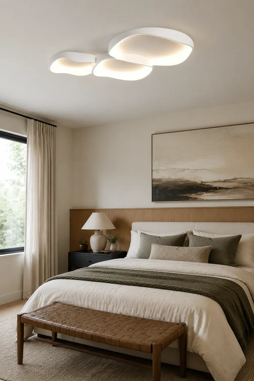 Arisha Modern Wave Flush Mount Ceiling Light White Living Room - Lumpaz