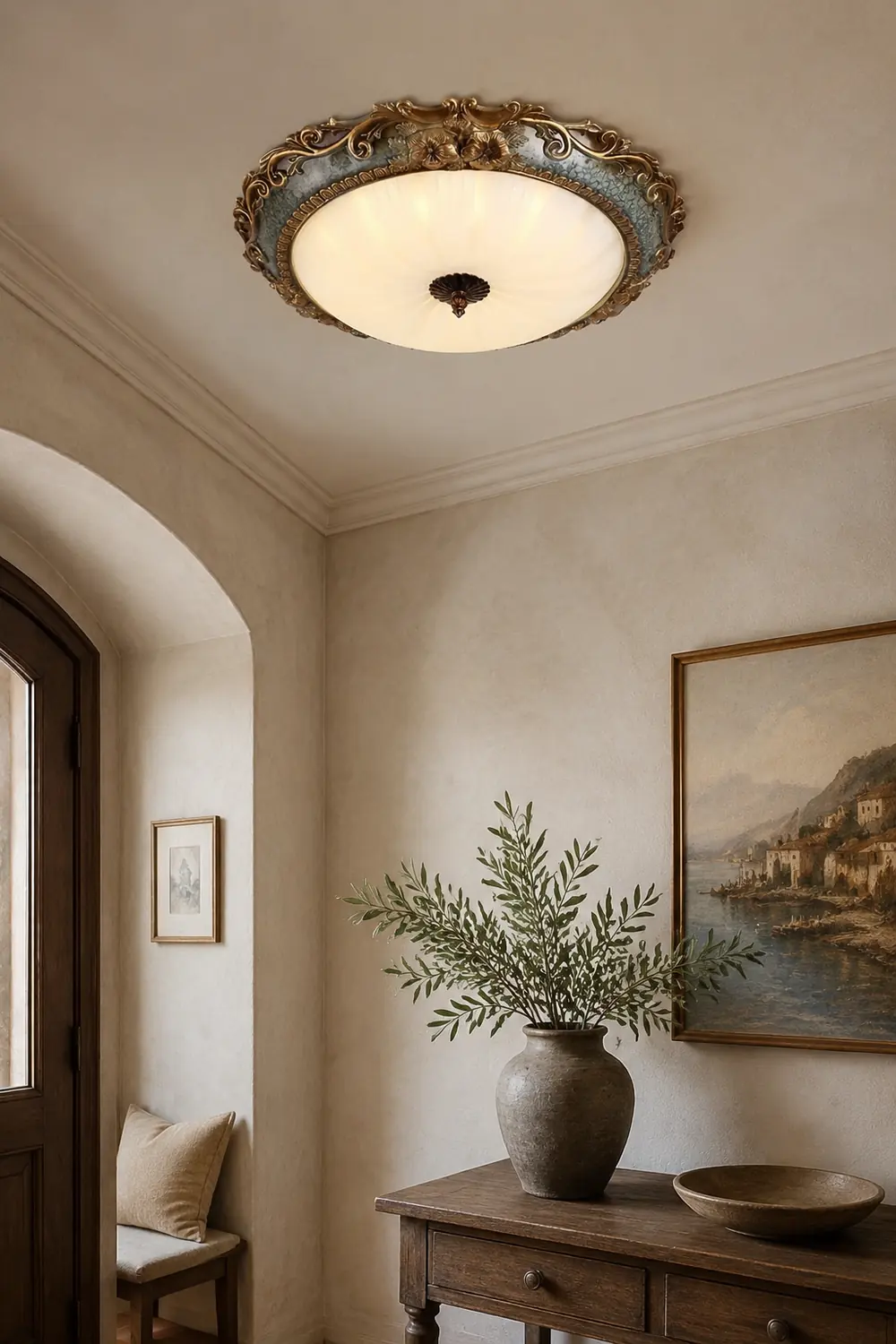 Eryn Flush Mount Ceiling Light, Brass/Resin - Lumpaz