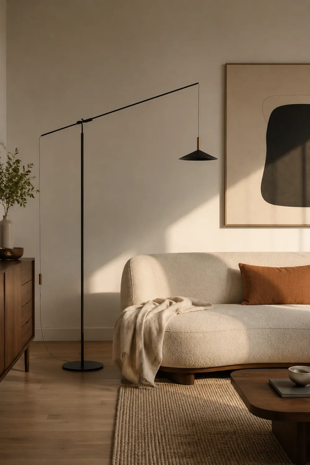 Carins Floor Lamp Italian Unique Modern, Metal Adjustable, Black, Living Room - Lumpaz