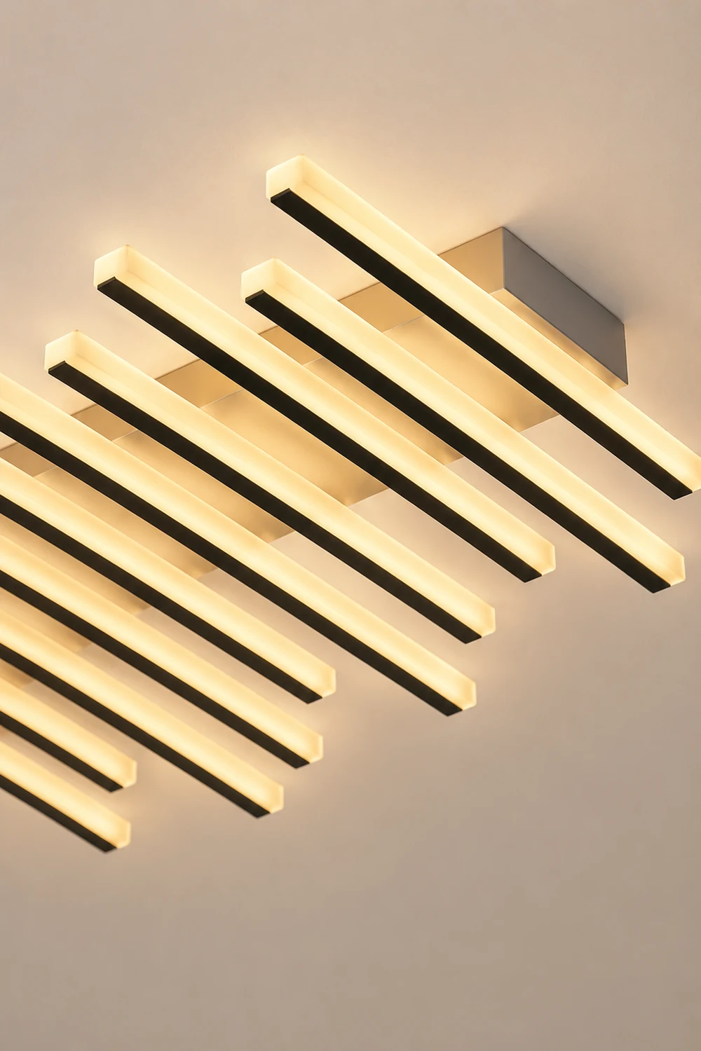 Quinn Flush Mount Ceiling Light Linear Modern, Metal, Black, Living Room - Lumpaz