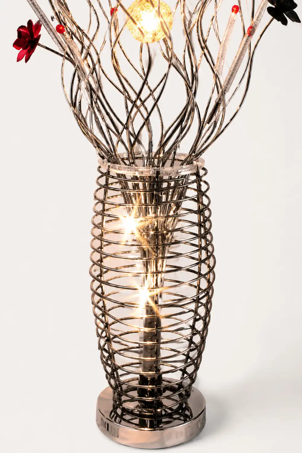 Bella Art Deco Flower Vase Silver Metal Floor Lamp - Lumpaz