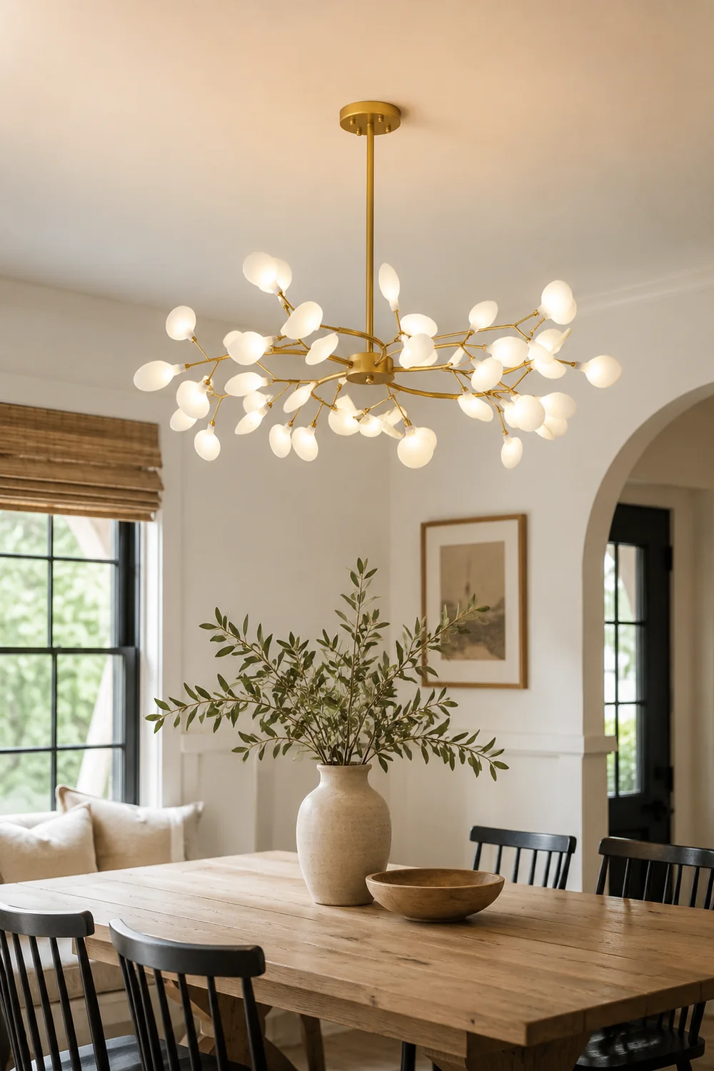 Ophelia Unique Branch Firefly Art Deco Chandelier Black/Gold Living Room - Lumpaz