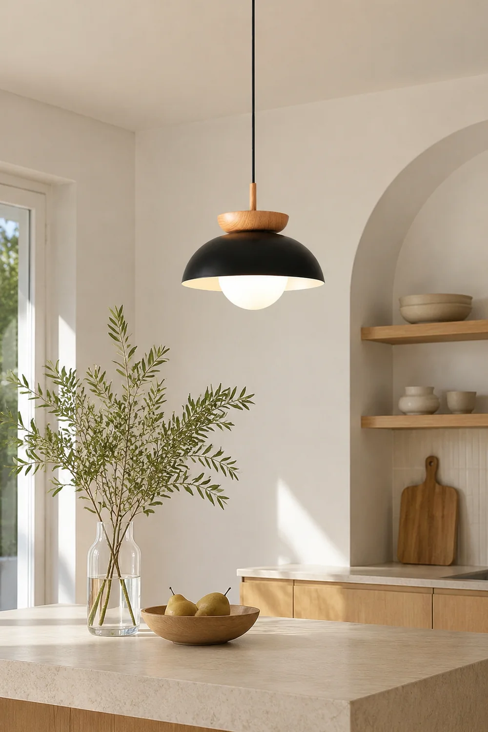 Ozawa Nordic Pendant Lights Wood/Metall Black Kitchen Balcony - Lumpaz