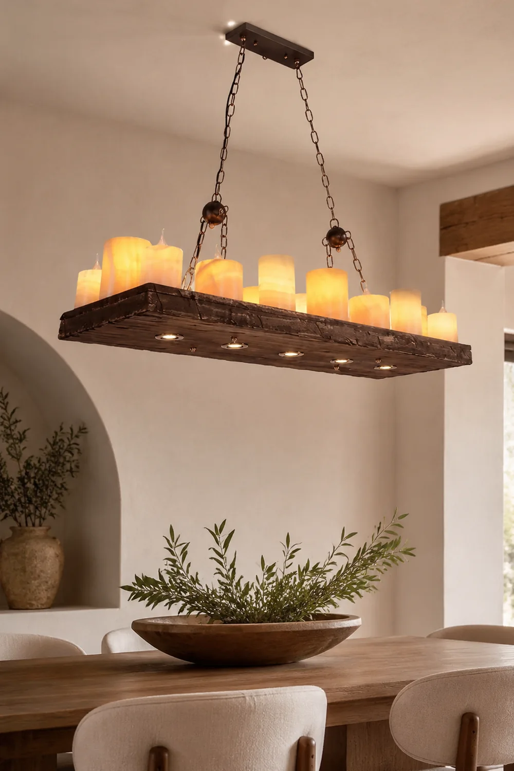 Austin Farmhouse Candle Metal/Glass/Wood Chandelier - Lumpaz