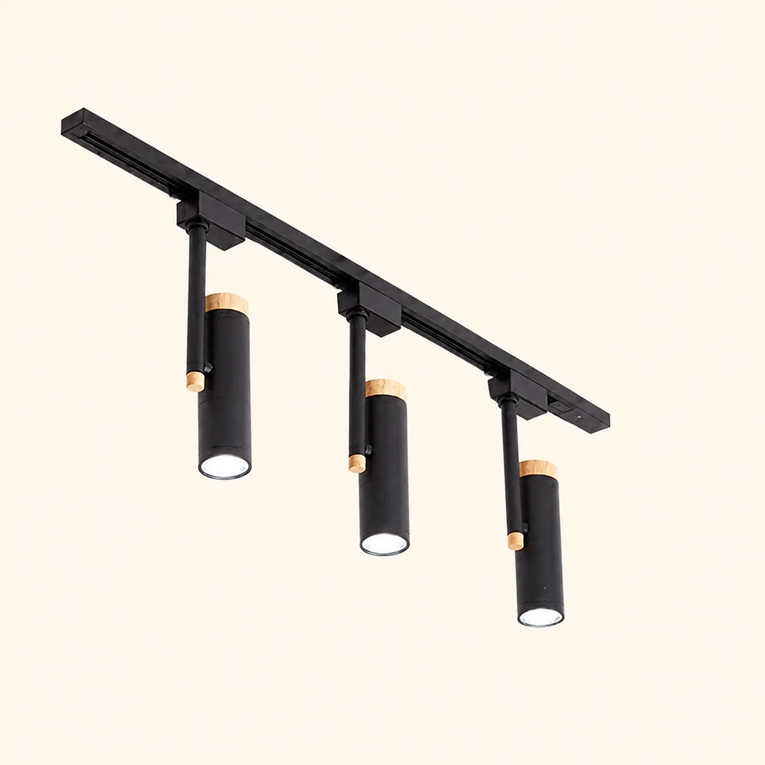 Freja Nordic Minimalist Flush Mount Spotlight with Wood Cap, Black/White/Gray - Lumpaz