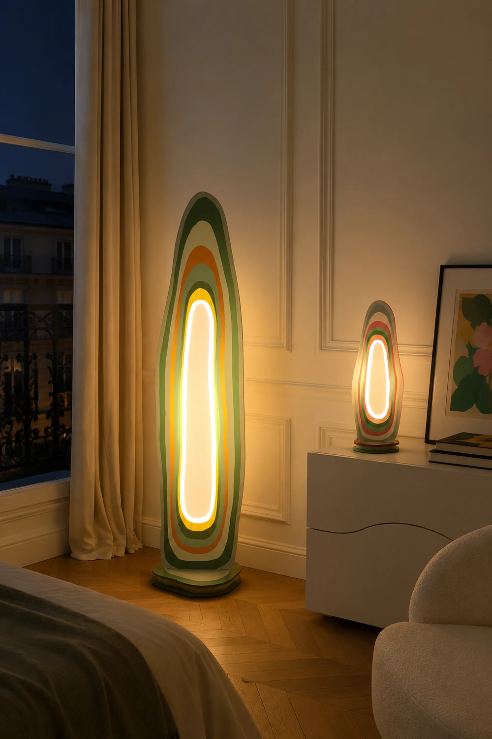 Salgado Floor Lamp Postmodern/Artistic, Acrylic, Multicolor, Bedroom - Lumpaz