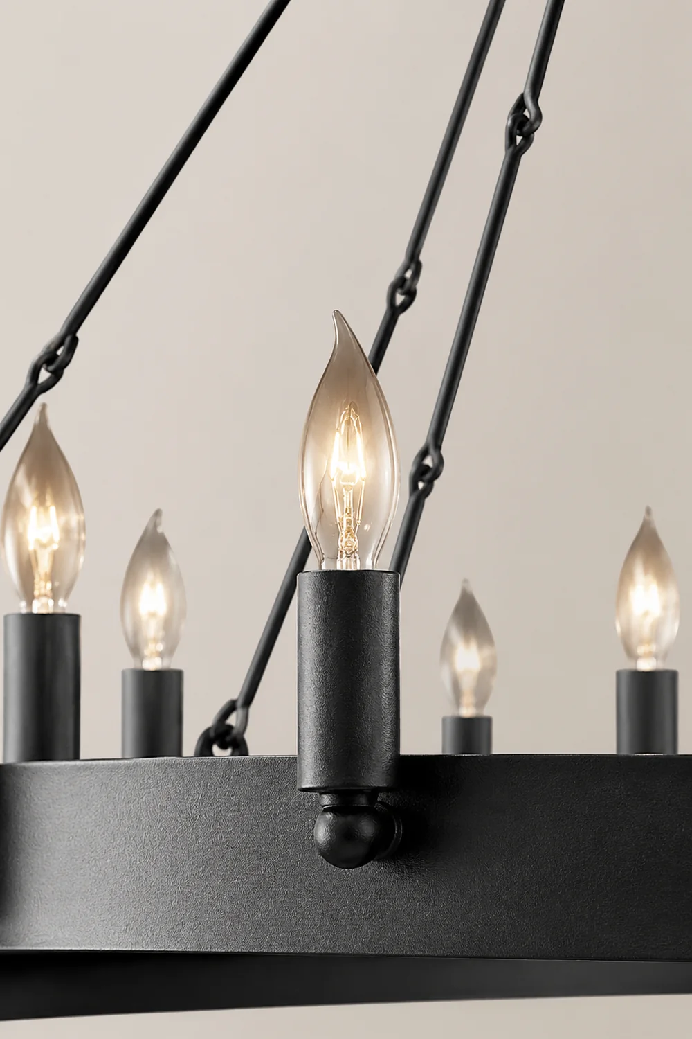 Alessio Industrial Round Candle Metal Pendant Light, Black - Lumpaz