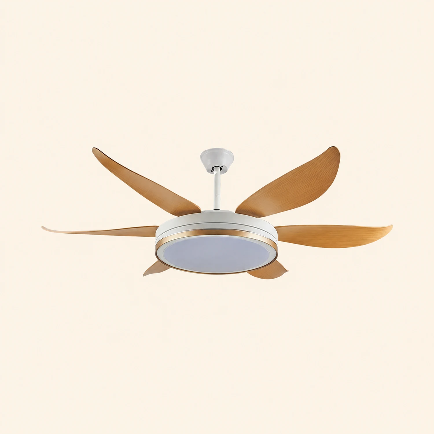 Haydn 6-Blade DC Ceiling Fan with Light, Golden & White, 51''/60'' - Lumpaz