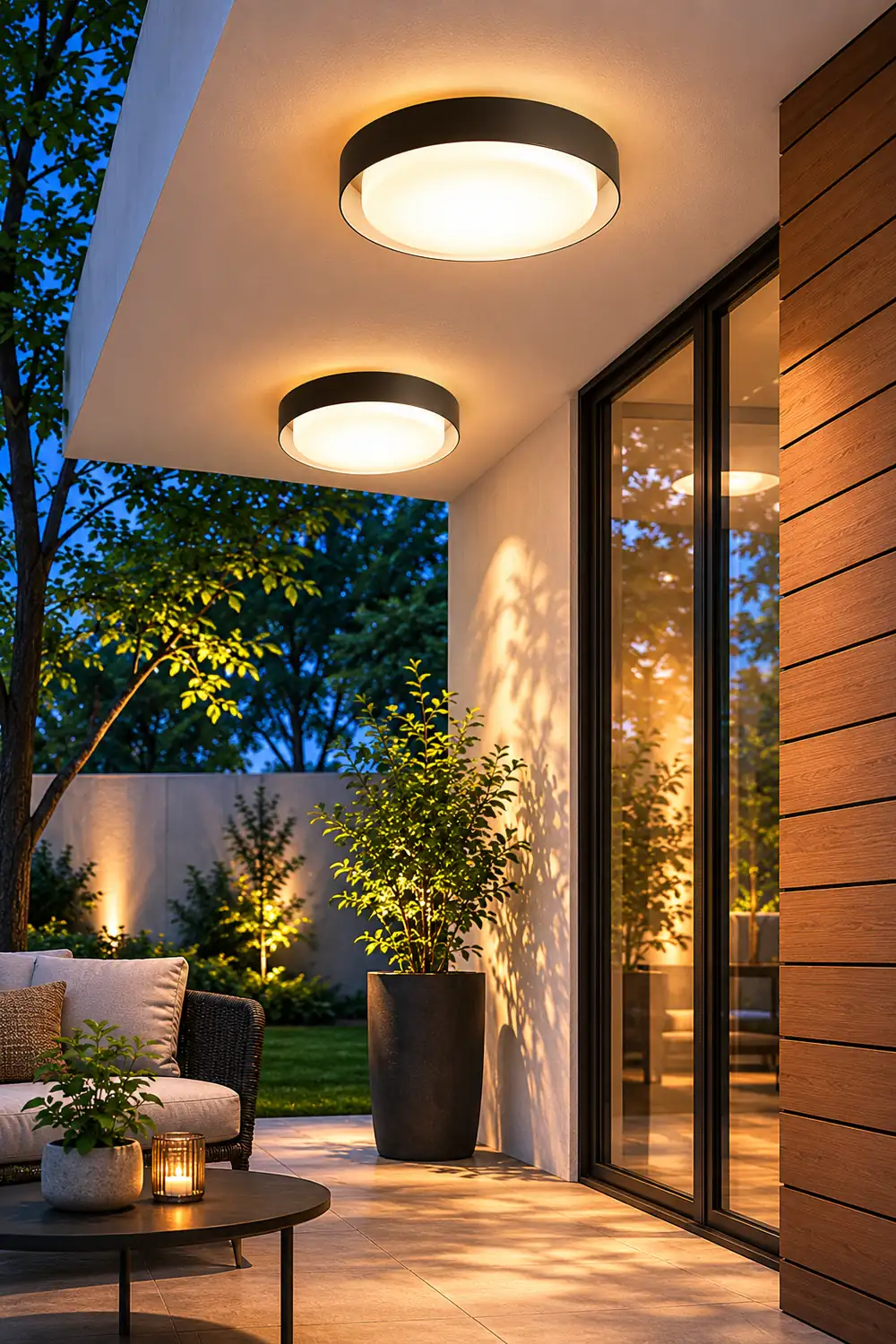 Orr Modern Round Flush Mount Ceiling Light, Metal/Acrylic, White/Black - Lumpaz