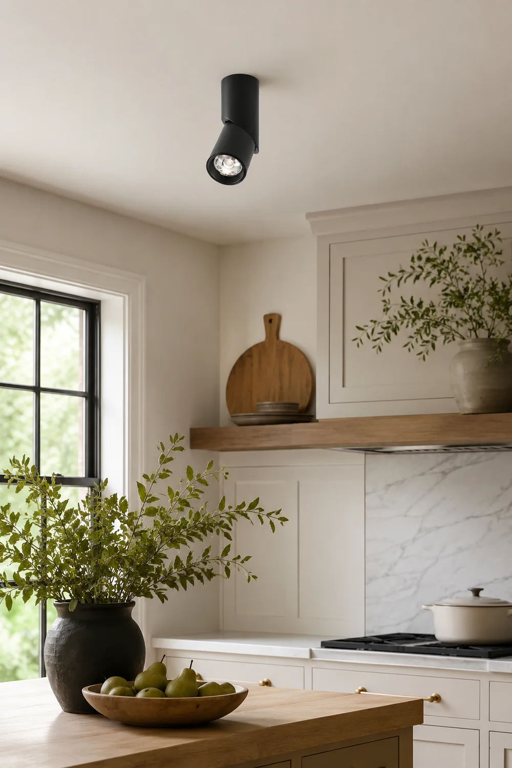 Vovak LED Rotating Flush Mount Spotlight, Black/White - Lumpaz