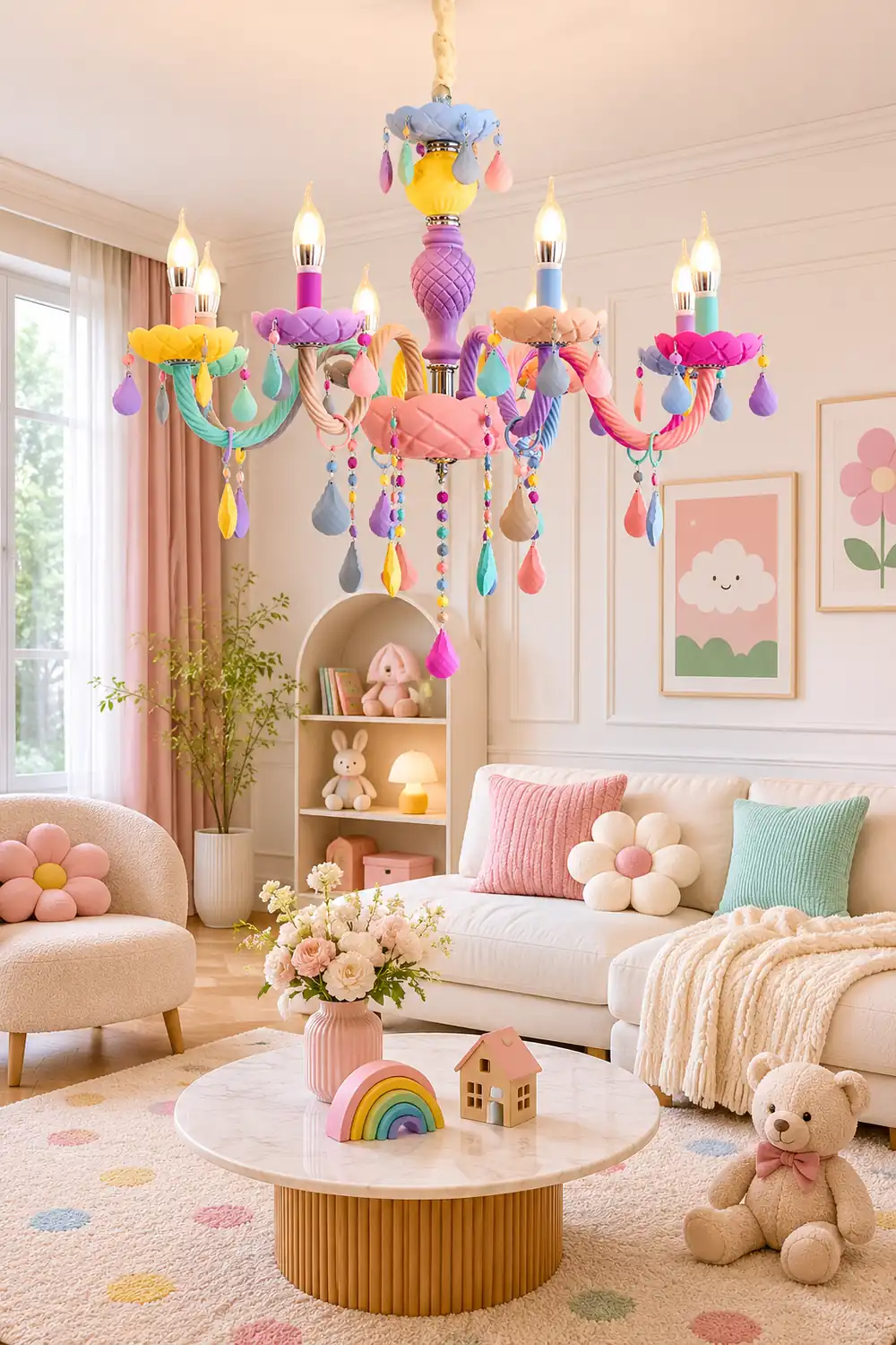 Morandi Modern Metal Colorful Chandelier for Children's Room, Living Room - Lumpaz