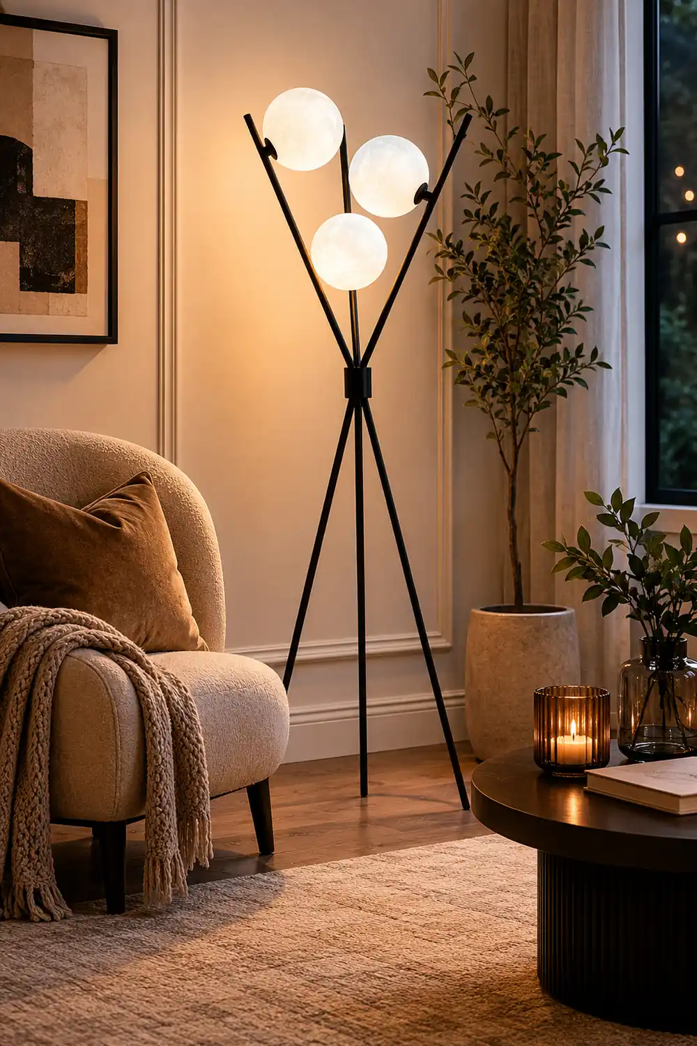 Valentina Tripod Floor Lamp/Table Lamp, Metal/Acrylic - Lumpaz