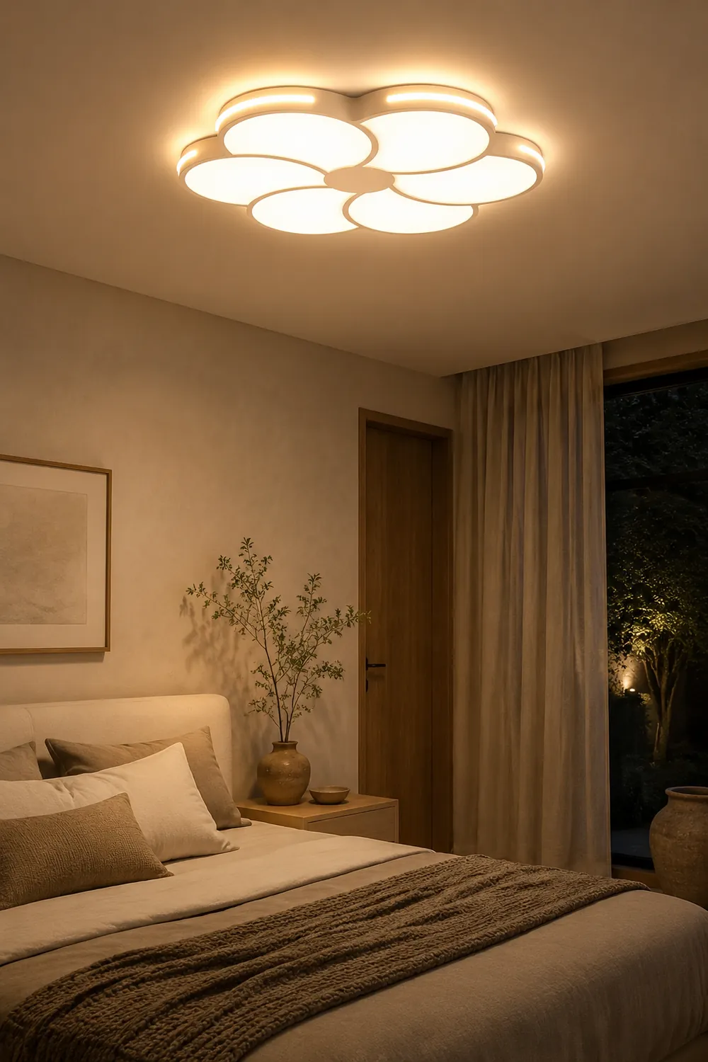 Hana Modern Flower Metal/Acrylic Flush Mount Ceiling Light, White - Lumpaz