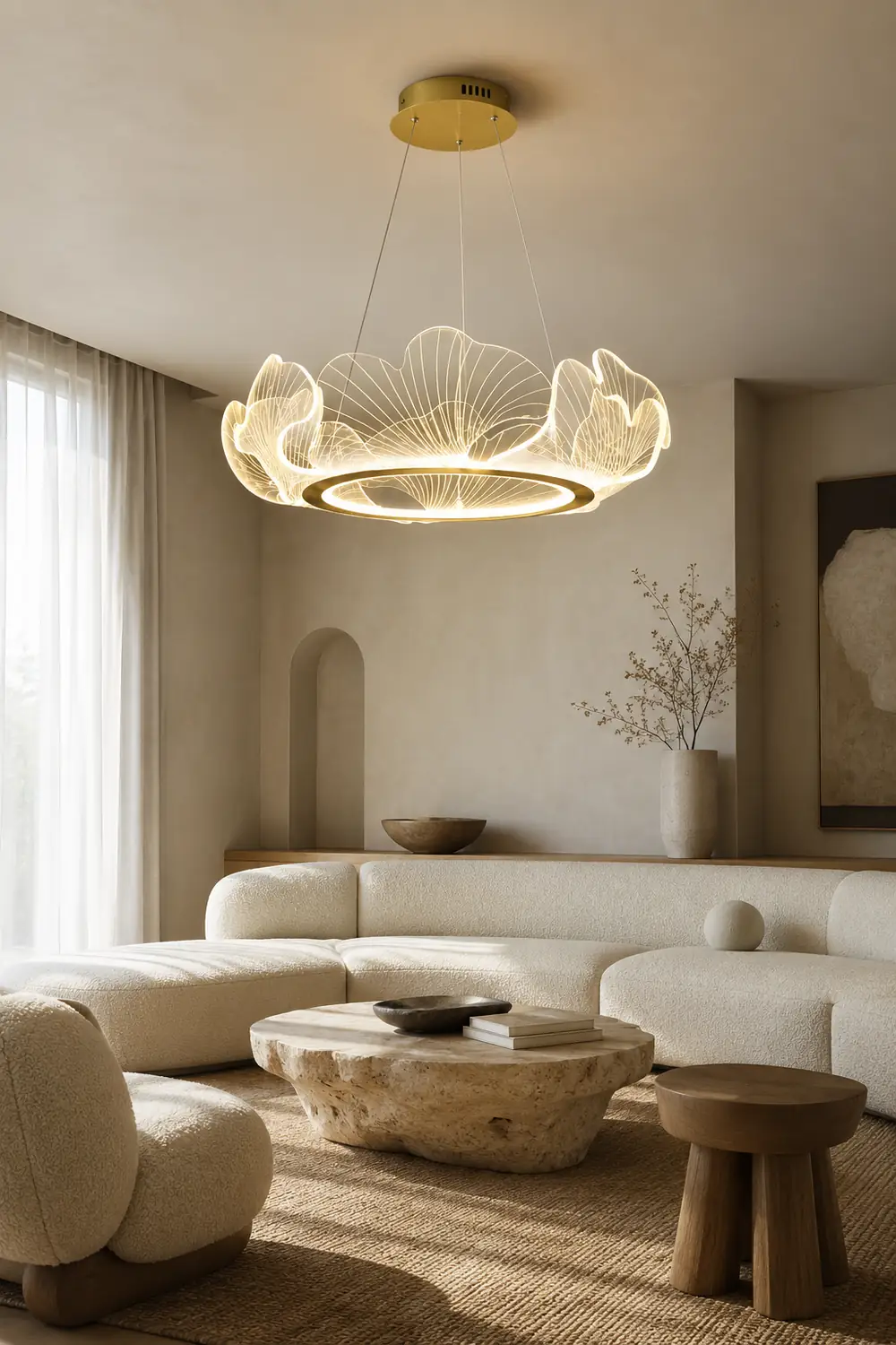 Marilyn Modern Blown Pendant Light, Metal/Acrylic, Living Room/Hall - Lumpaz