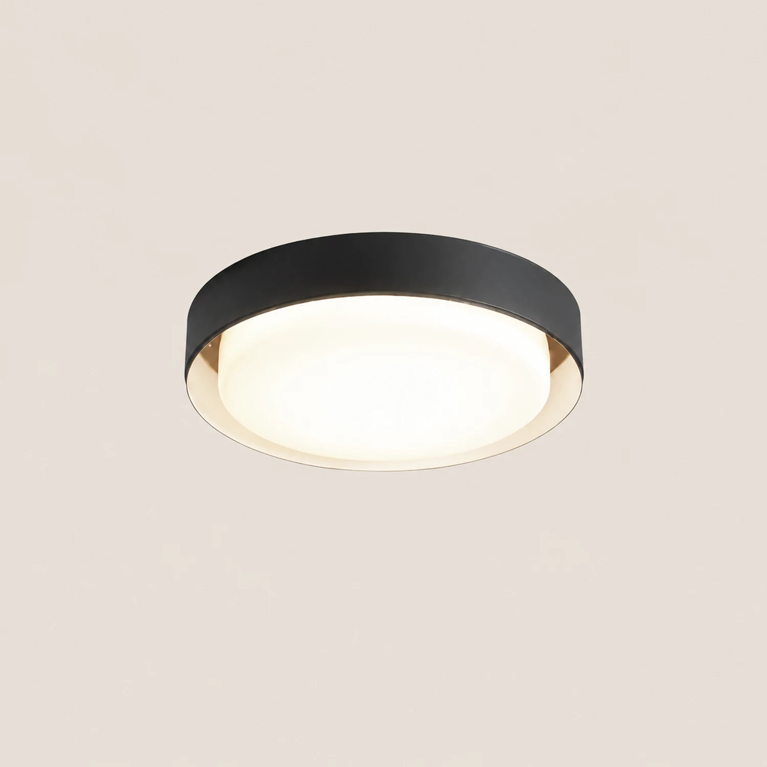 Orr Modern Round Flush Mount Ceiling Light, Metal/Acrylic, White/Black - Lumpaz
