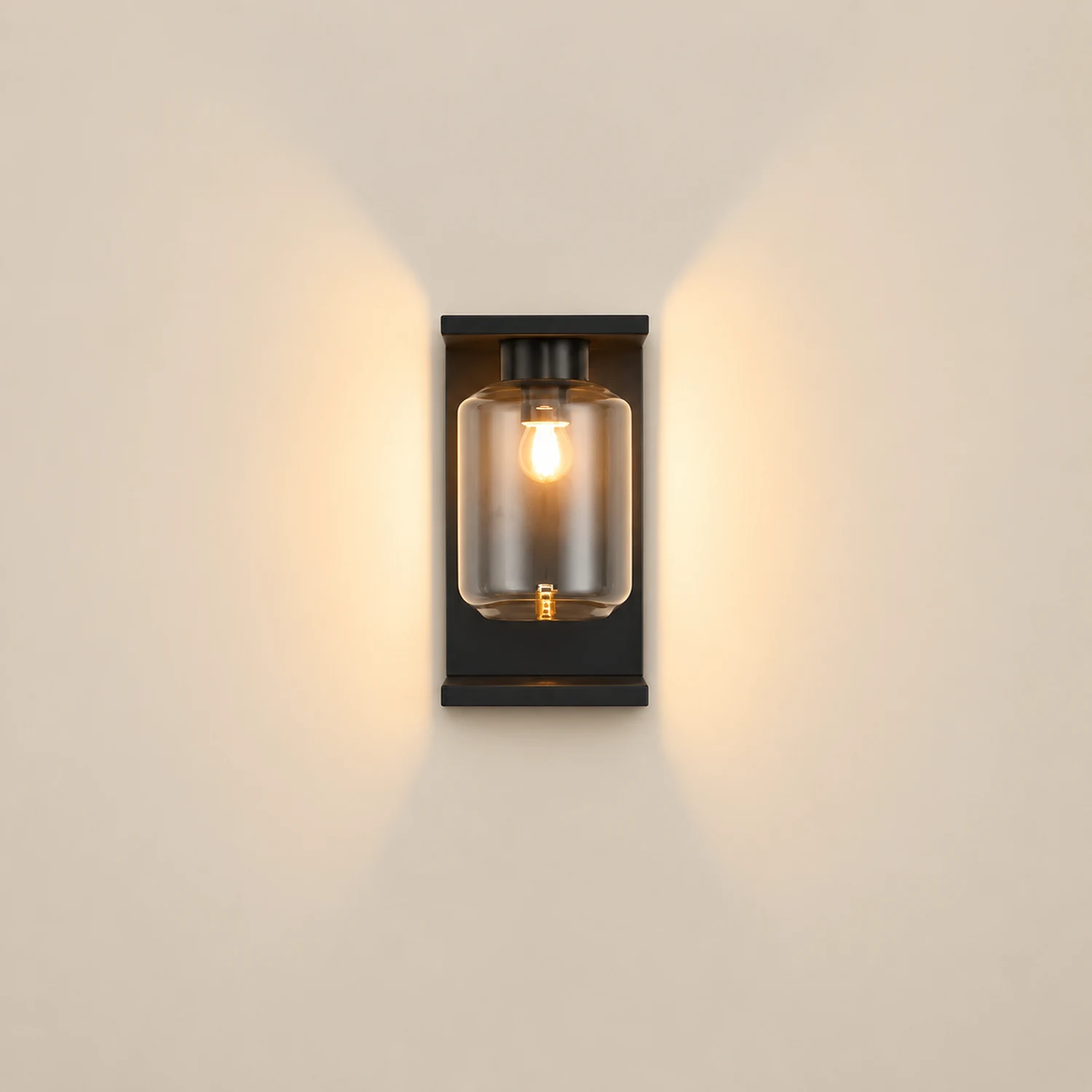 Outdoor Waterproof LED Glass Black Modern Solar Wall Lights with Remote复制 - Lumpaz