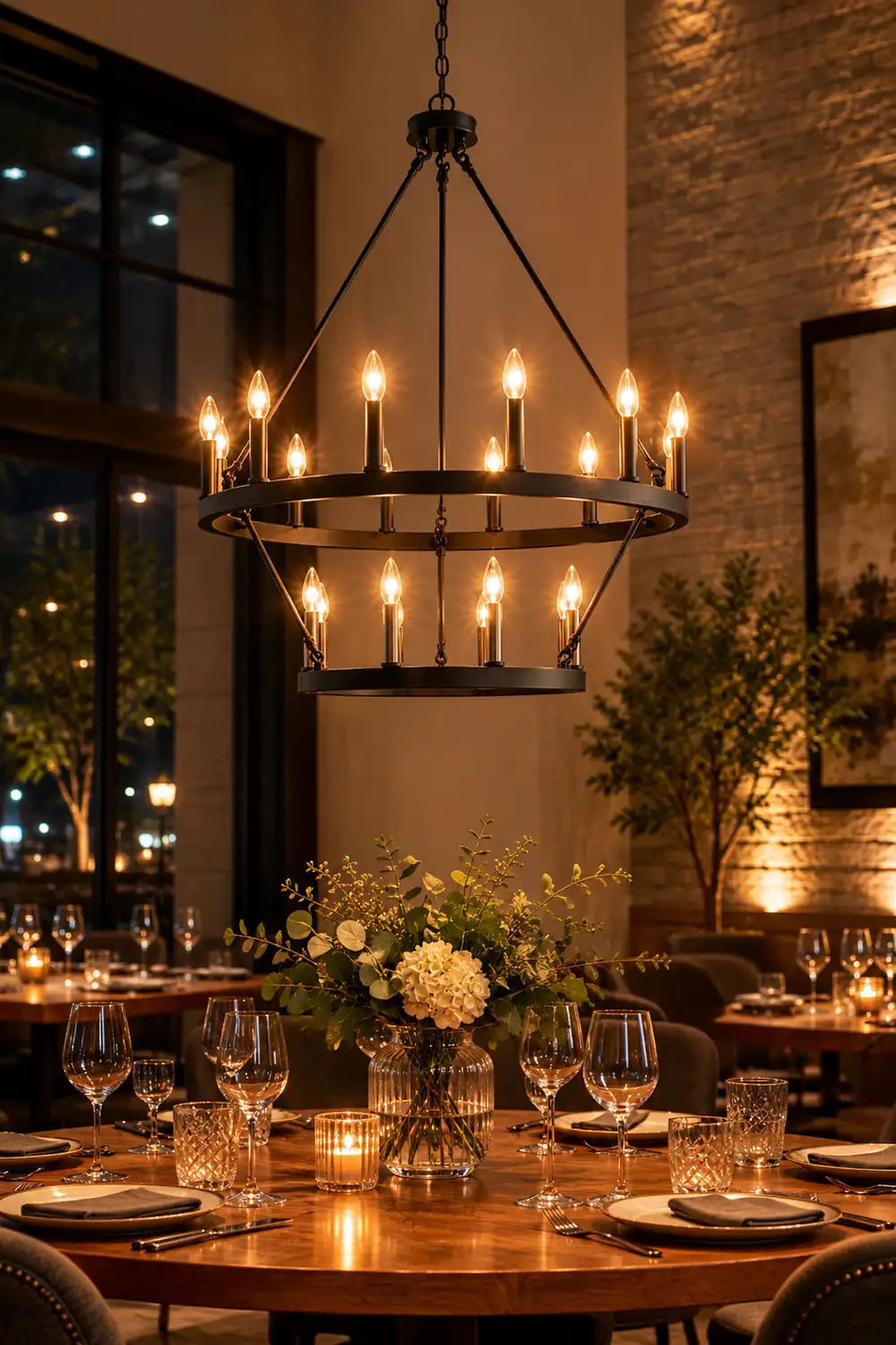 Silva Modern Industrial LED Chandelier Black Metal  Living Room - Lumpaz