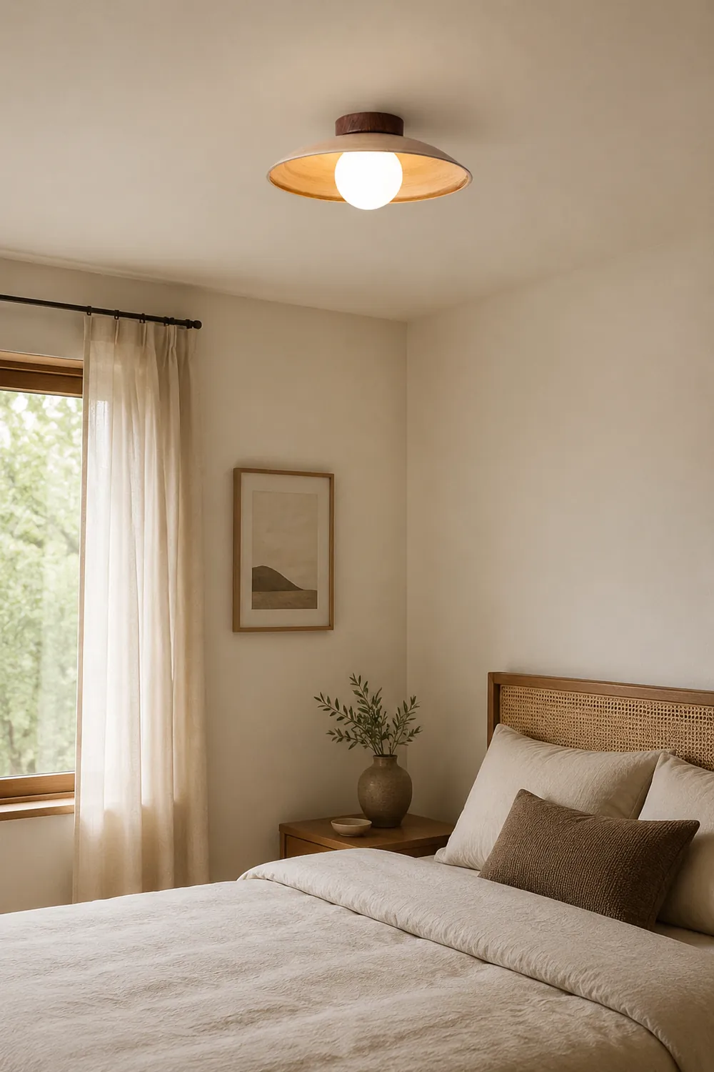 Ozawa Vintage Flush Mount Ceiling Light Wood/Metal/Glass Bar/ Hotels - Lumpaz