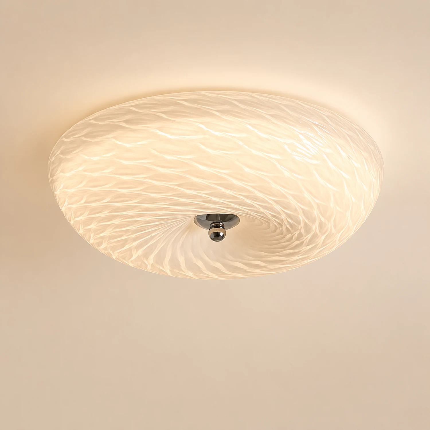 Hailie Design Circle LED Ceiling Light Metal/Glass White Bedroom/Living Room - Lumpaz