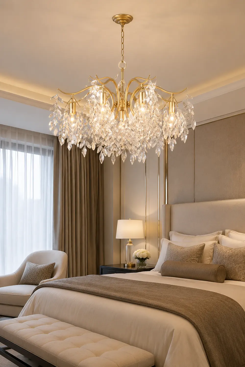 Marilyn Modern Crystal Metal Luxury Chandelier Black Gold Living Room - Lumpaz
