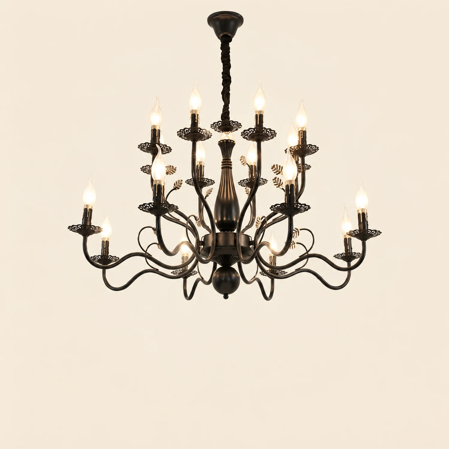 Marilyn Antique Candle Crystal/Metal Chandelier, Black/Gold - Lumpaz