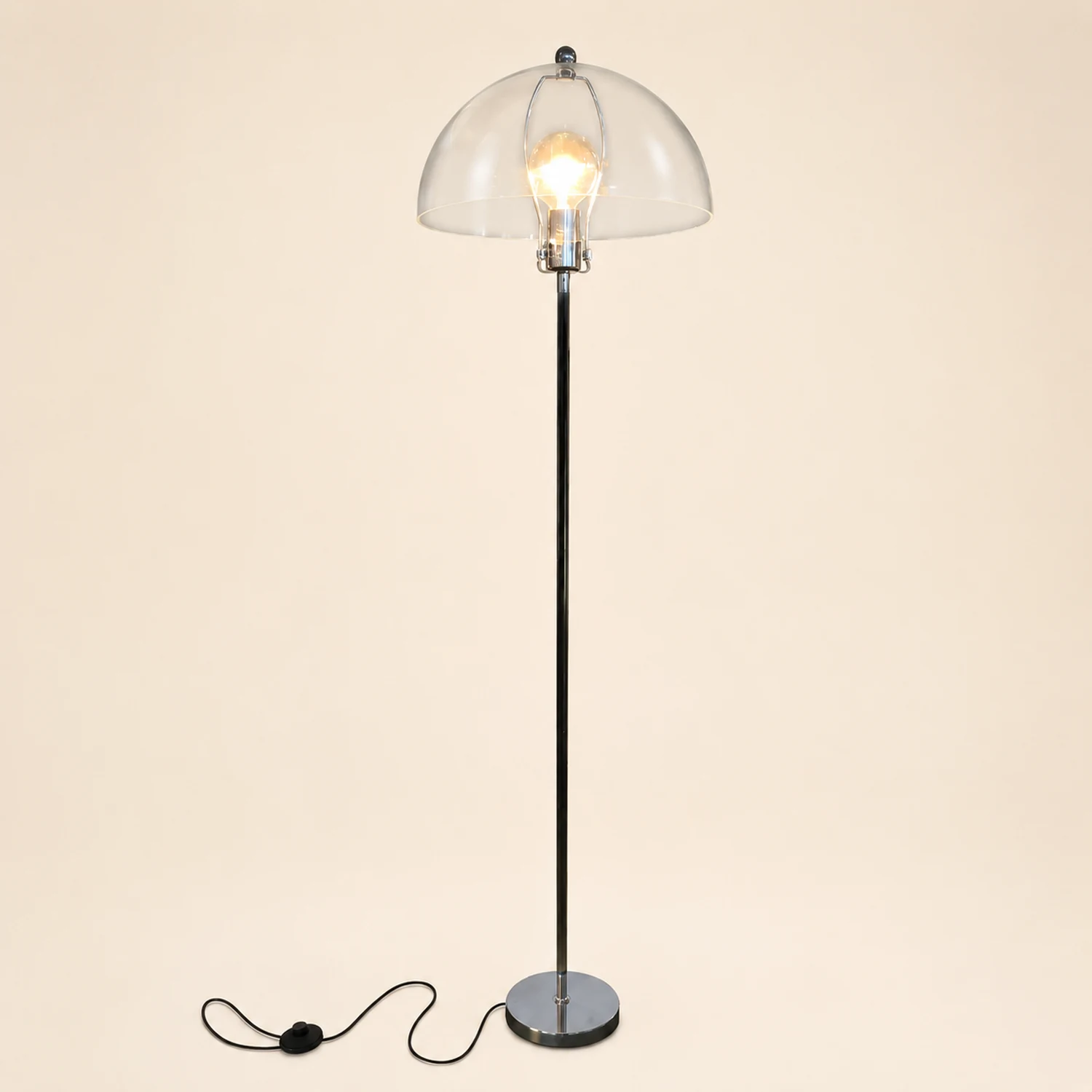 Levy Floor Lamp Round Tree Retro, Glass LED, Transparent, Living Room - Lumpaz