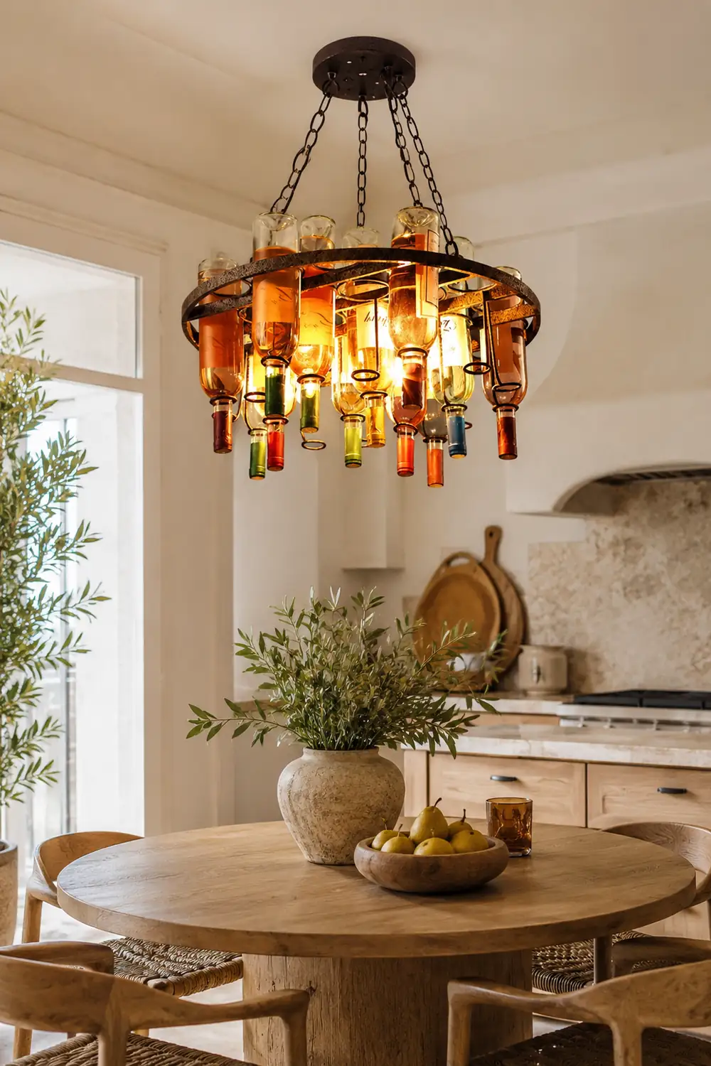 Hailie Antique Wine Bottle Metal/Glass Colorful Pendant Light - Lumpaz