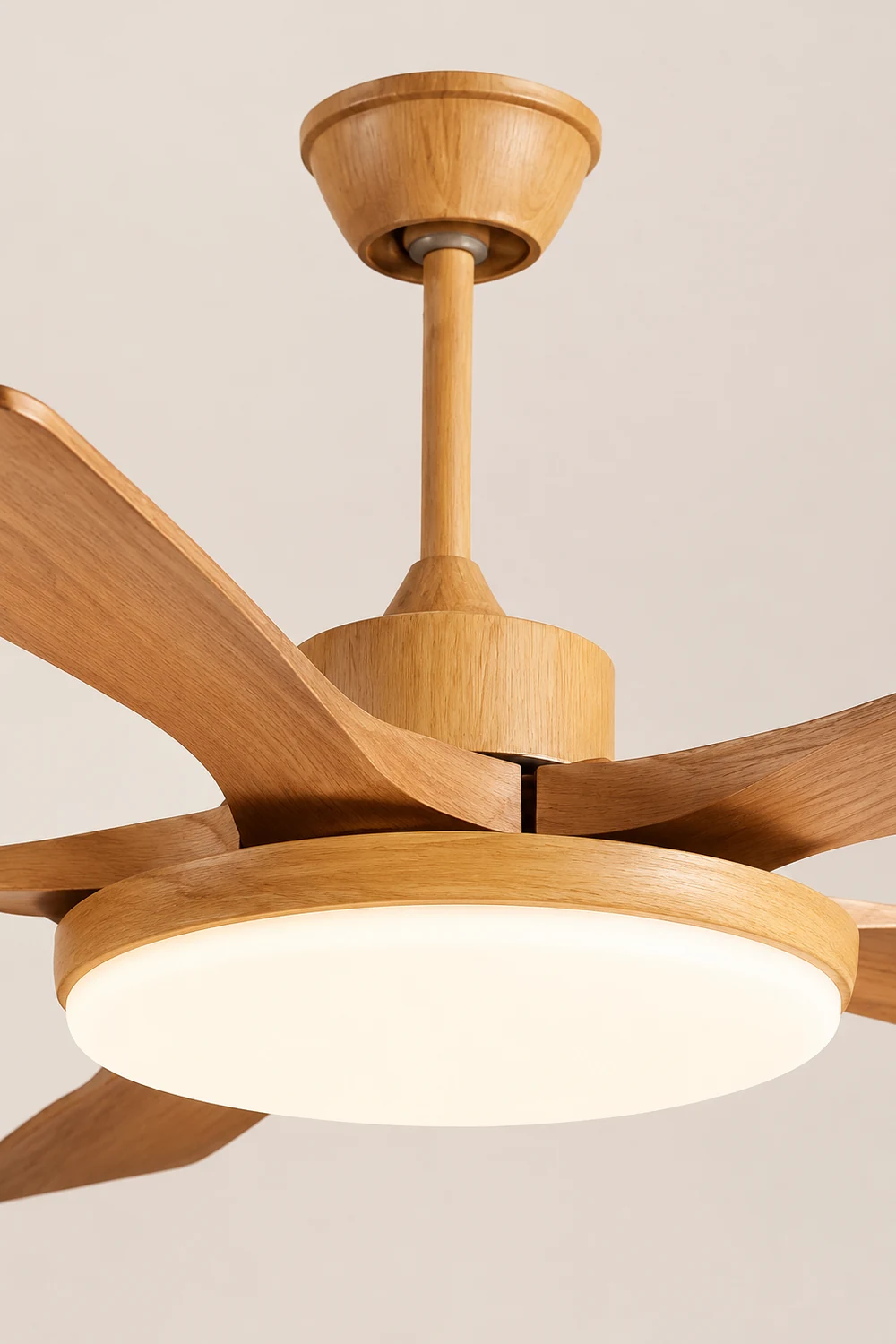 Haydn 5-Blade DC Ceiling Fan with Light, Summer, Black & Wood, 52'' - Lumpaz