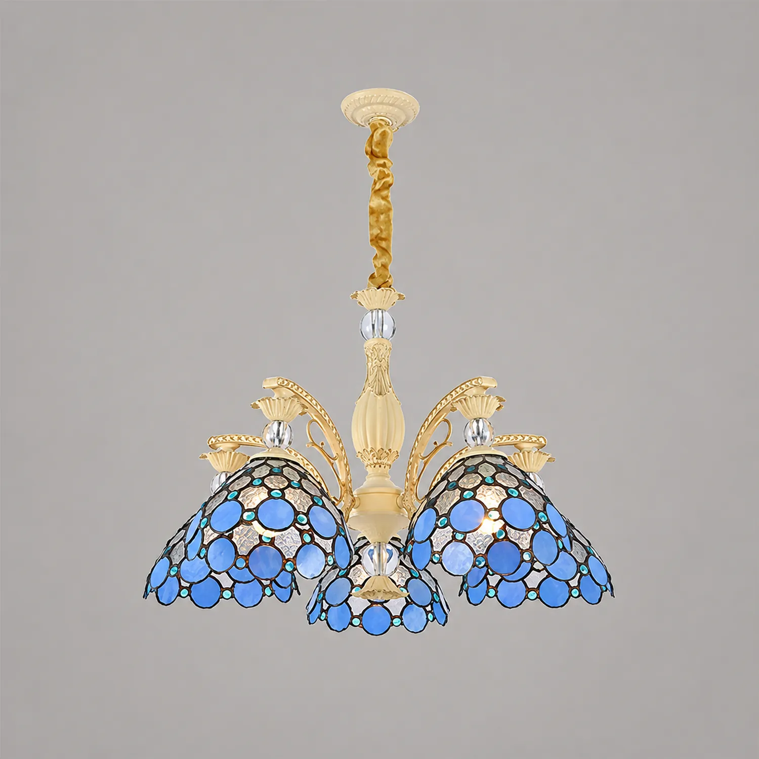 Alessio Mediterranean Branch Glass/Metal Chandelier, Blue - Lumpaz