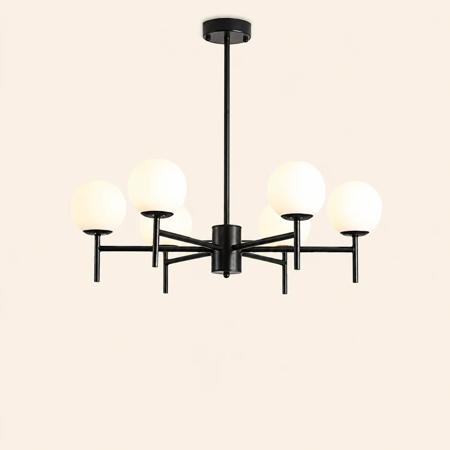 Valentina Modern Ball Glass/Metal Chandelier, Black/Gold - Lumpaz