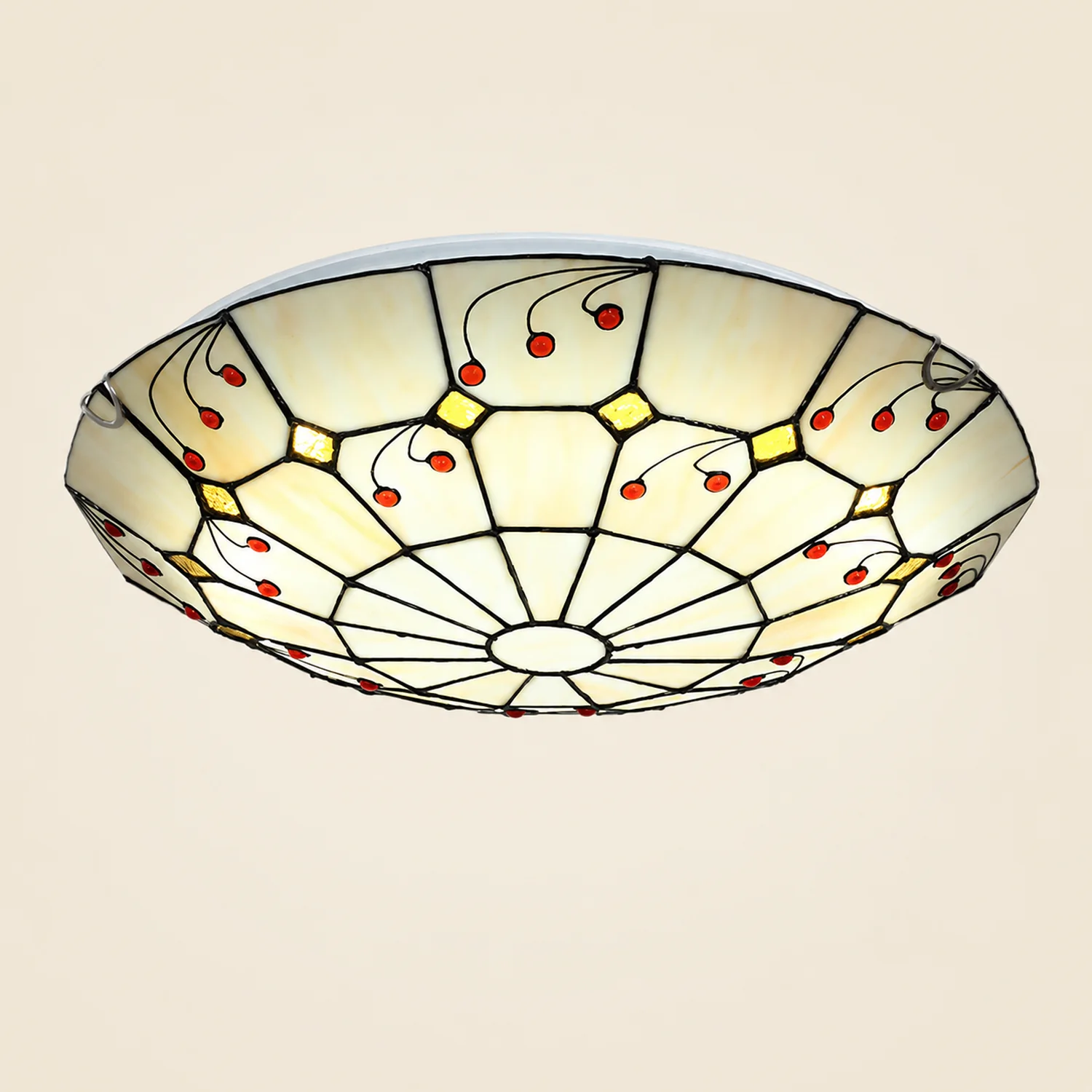 Eryn Rustic Glass Flush Mount Ceiling Light, White, Kitchen - Lumpaz
