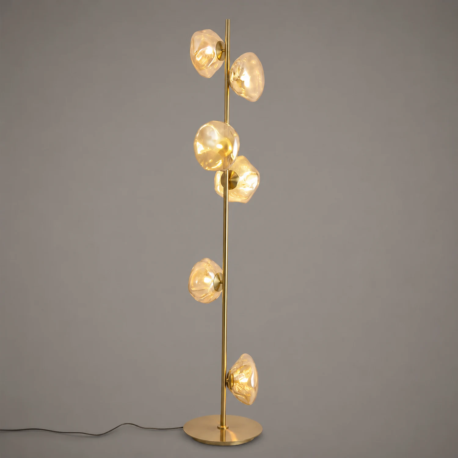 Byers Luxury Flower Metal/Glass Floor Lamp, Black/Gold/Gray - Lumpaz
