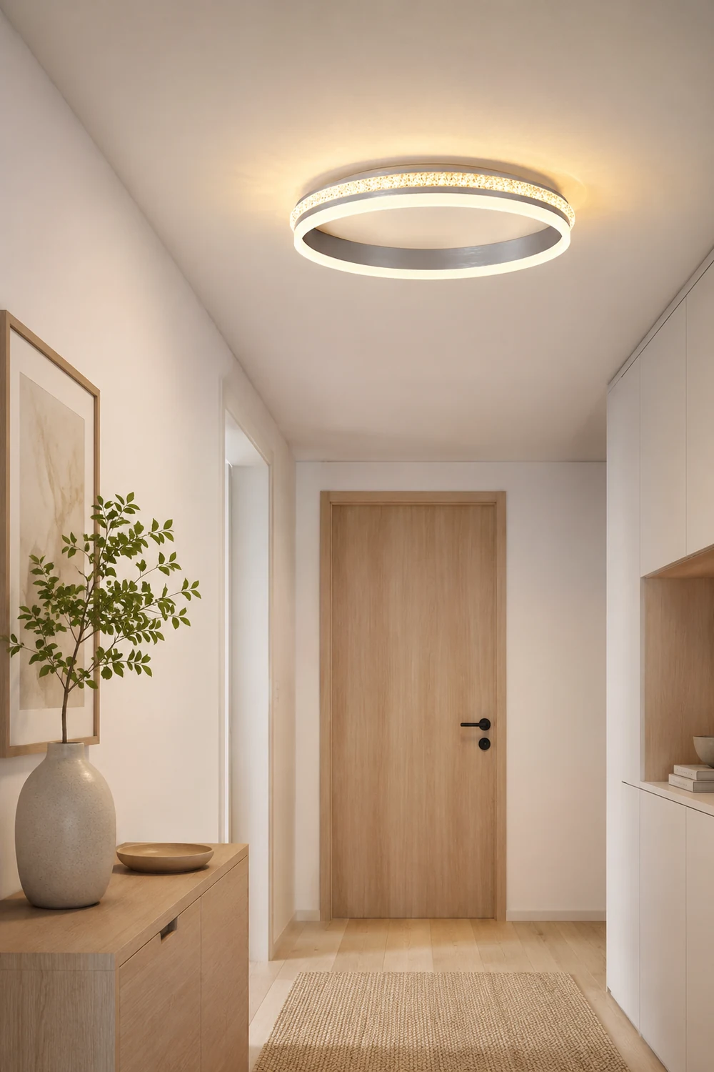Quinn Modern Ring Metal/Acrylic Flush Mount Ceiling Lights, Silver - Lumpaz