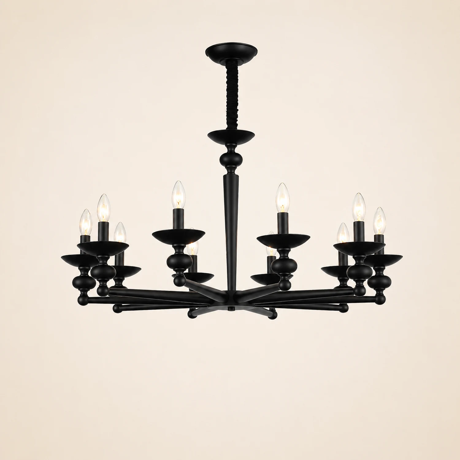 Alessio Retro Candle Wall Lamp/Black Chandelier for Living Room, Dining Room - Lumpaz
