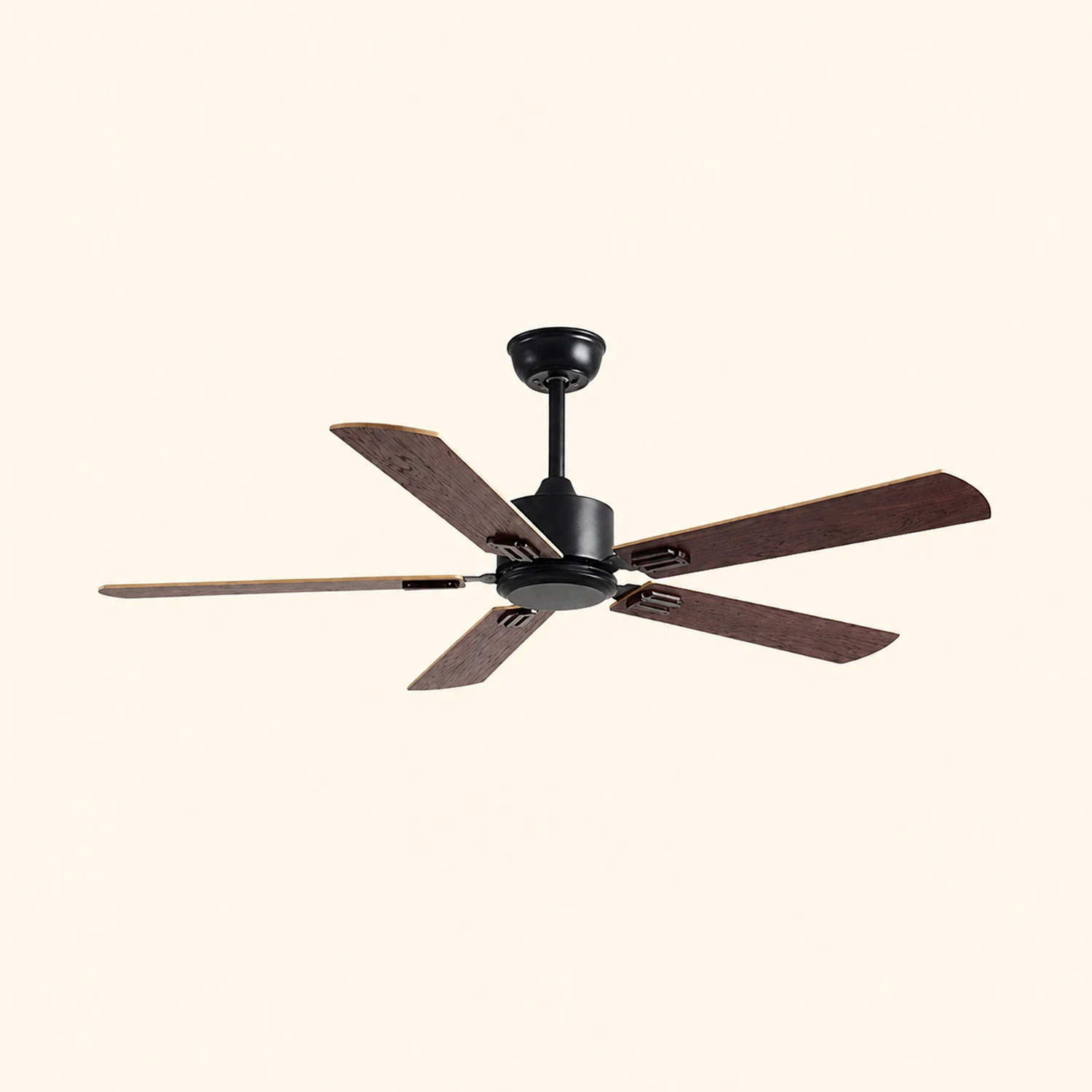 Haydn 5-Blade Modern Black & Coffee DC Ceiling Fan, Metal & Wood, 51'' - Lumpaz