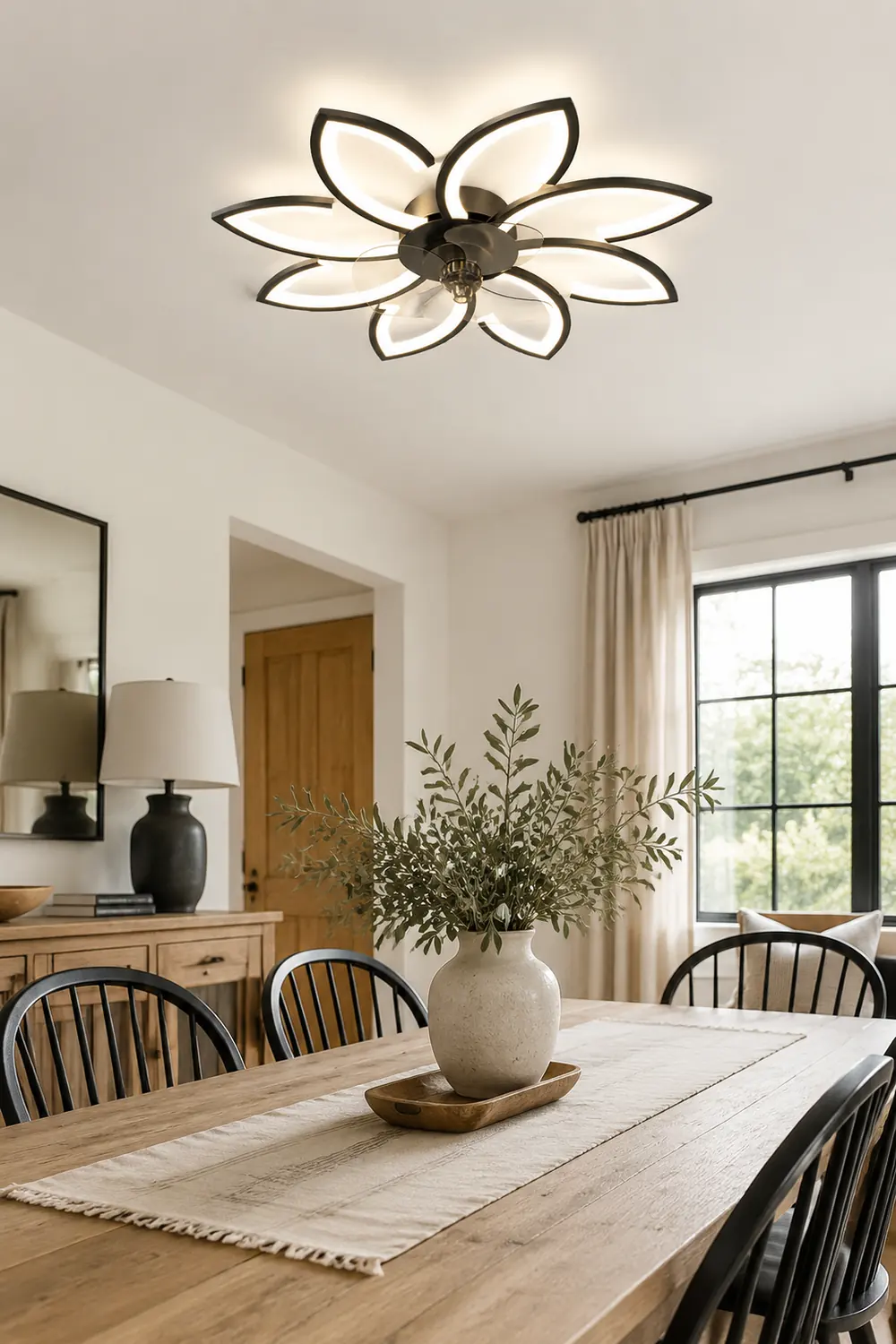 Hana Modern Flower Ceiling Fan with Light, 3 Color, L 25.5"/27"/31"/35.5" - Lumpaz