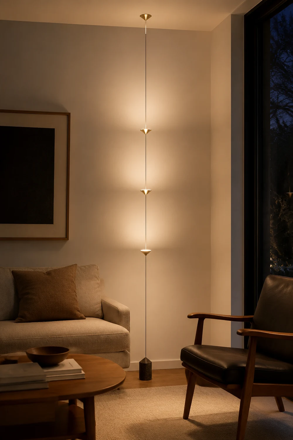Edge Full-Length Minimalist Linear Floor Lamp, 3 Bulbs - Lumpaz